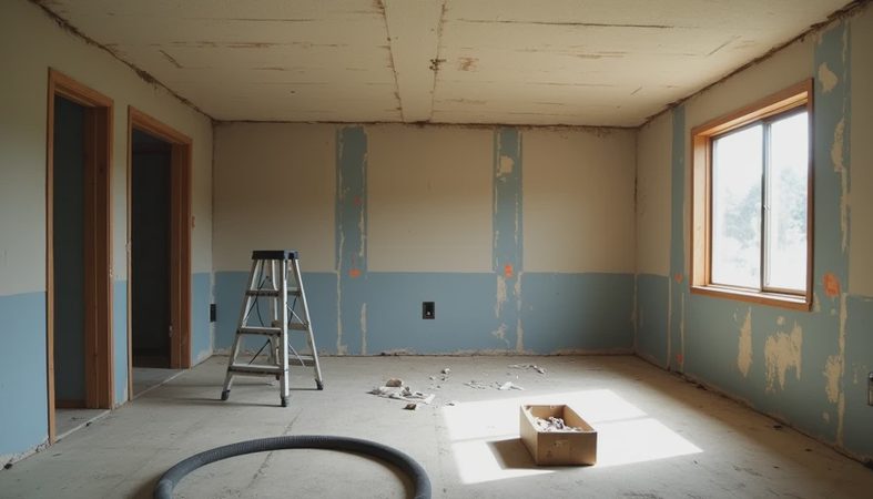 The Living Room: Popcorn Ceilings, Paneled Walls, and Day One