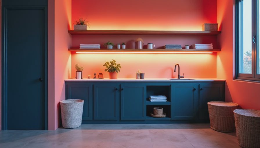 Visual context for small laundry room renovation