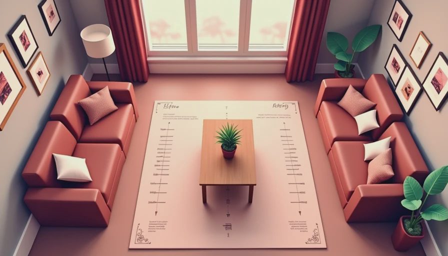 Illustration for living room renovation before and after