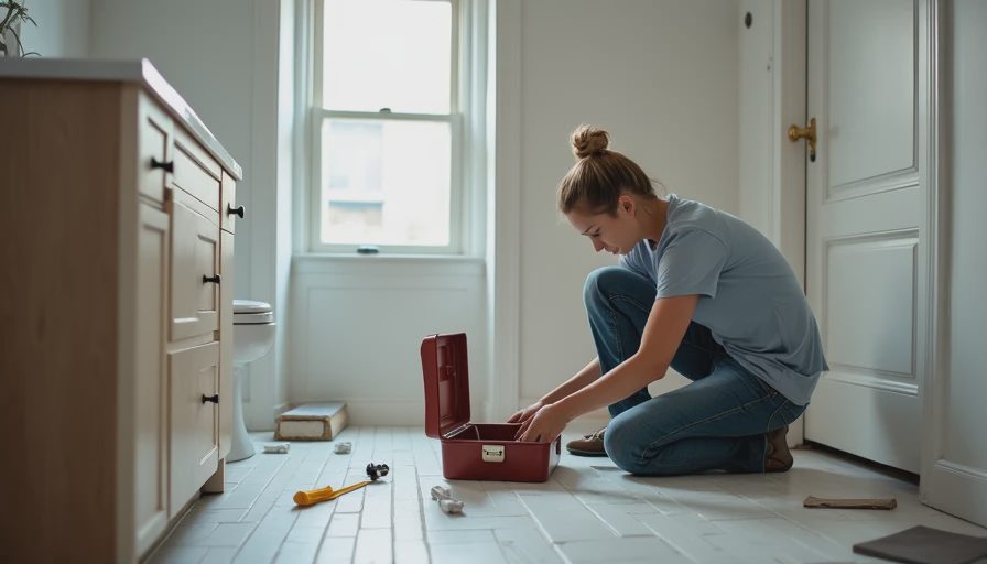 Illustration for diy bathroom renovation on a budget