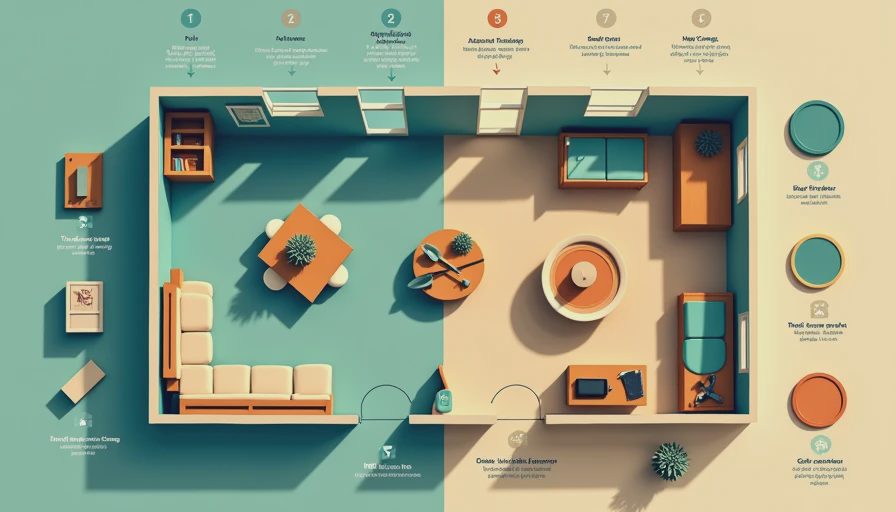 Illustration for before and after home renovation